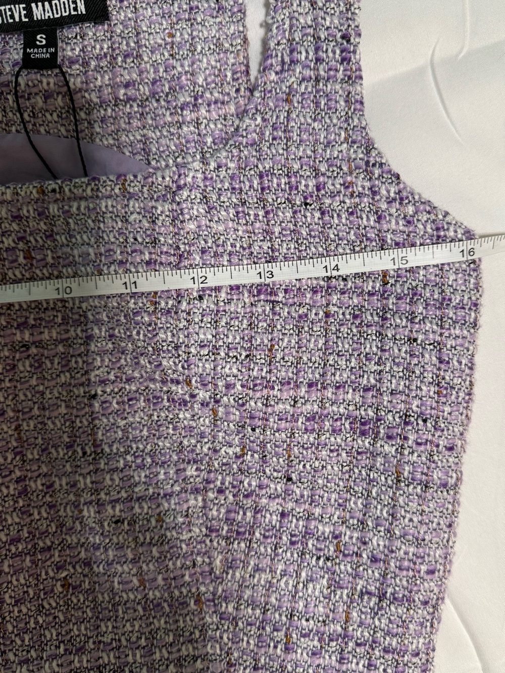 Steve Madden Lavender Tweed Crop Top NWT Small Square Neck Sleeveless - Picture 8 of 10